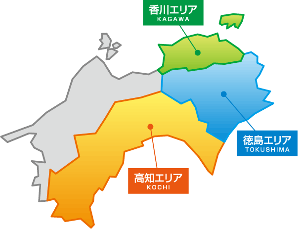 香川エリア、徳島エリア、高知エリアMAP